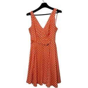 eShakti Orange and White Polka Dot Mini Dress